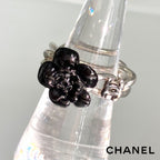 CHANEL シャネル カメリアモチーフ ココマーク リング 13号 指輪 04P 2004年 春夏コレクション アクセサリー シルバーカラー ブラック