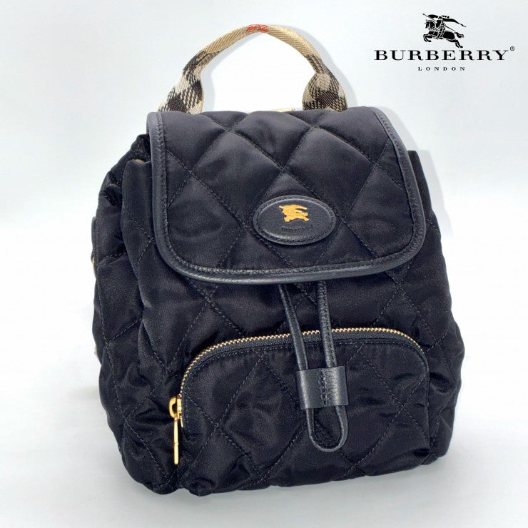 Burberry バーバリー ホースシュー ナイロン キルティング バックパック リュックサック ブラック 8118748 ★美品★ ★袋付★