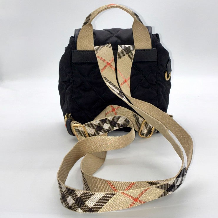 Burberry バーバリー ホースシュー ナイロン キルティング バックパック リュックサック ブラック 8118748 ★美品★ ★袋付★