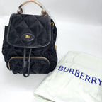 Burberry バーバリー ホースシュー ナイロン キルティング バックパック リュックサック ブラック 8118748 ★美品★ ★袋付★