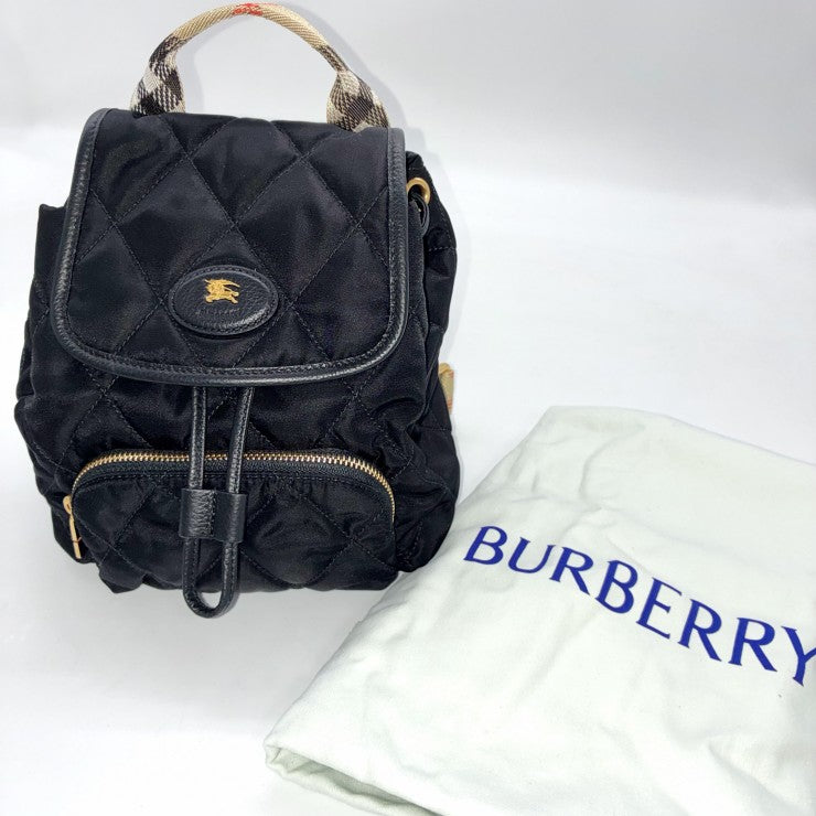Burberry バーバリー ホースシュー ナイロン キルティング バックパック リュックサック ブラック 8118748 ★美品★ ★袋付★