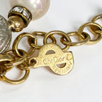 Christian Dior クリスチャン ディオール パール メタルビーズ ラインストーン ネックレス アクセサリー ゴールド金具 ★美品★