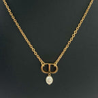 Christian Dior クリスチャン ディオール CDロゴ パール ネックレス アクセサリー ゴールド ★美品★