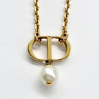 Christian Dior クリスチャン ディオール CDロゴ パール ネックレス アクセサリー ゴールド ★美品★
