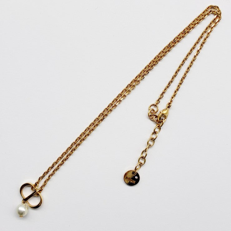 Christian Dior クリスチャン ディオール CDロゴ パール ネックレス アクセサリー ゴールド ★美品★