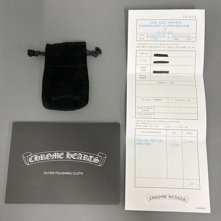 CHROME HEARTS クロムハーツ ハムサハンド ペンダントトップ アクセサリー シルバー SV925 ★人気高騰中★ ★ギャラ、袋付★