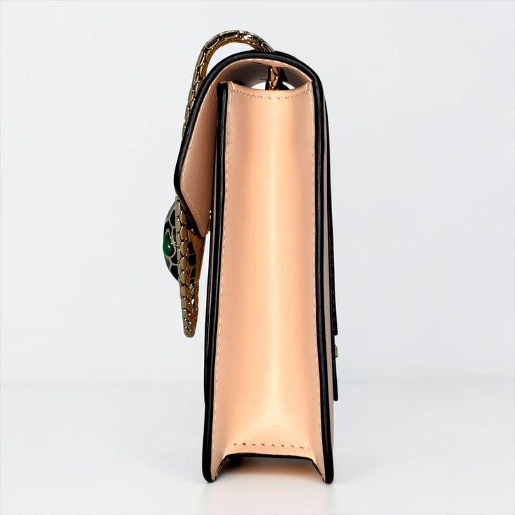 BVLGARI ブルガリ セルペンティ フォーエバー レザー チェーン ショルダー クロスボディバッグ ピンクベージュ ★美品★