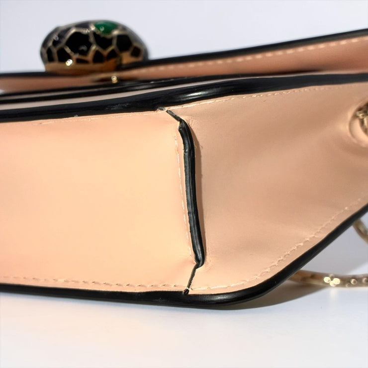 BVLGARI ブルガリ セルペンティ フォーエバー レザー チェーン ショルダー クロスボディバッグ ピンクベージュ ★美品★