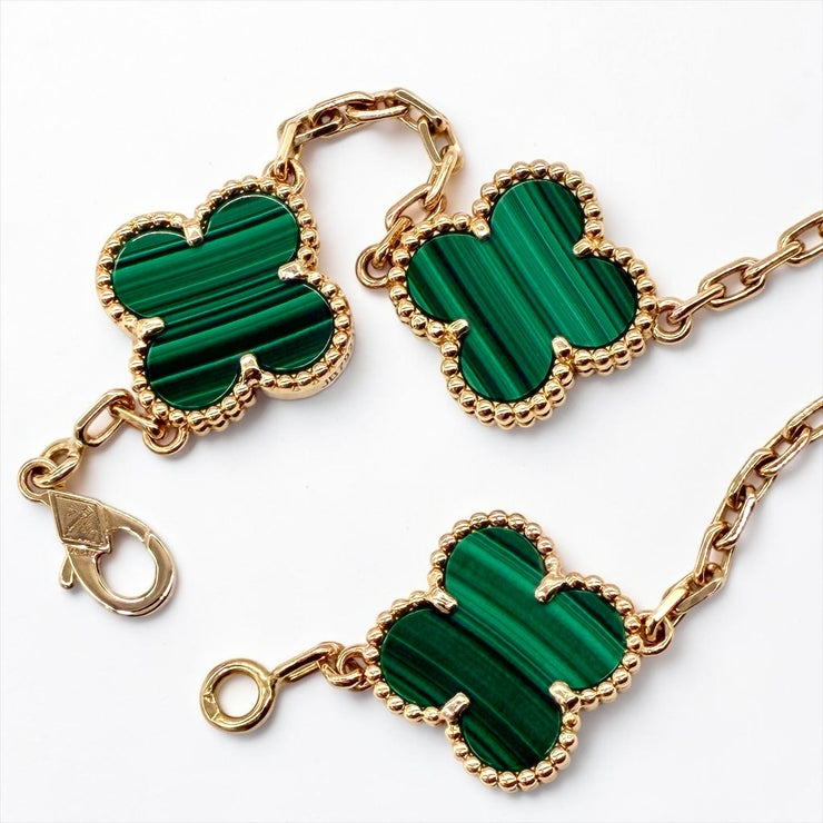 VanCleef&Arpels ヴァンクリーフ＆アーペル ヴィンテージ アルハンブラ マラカイト ブレスレット 約19cm Au750 K18 アクセサリー ★保証書付★ ★美品★