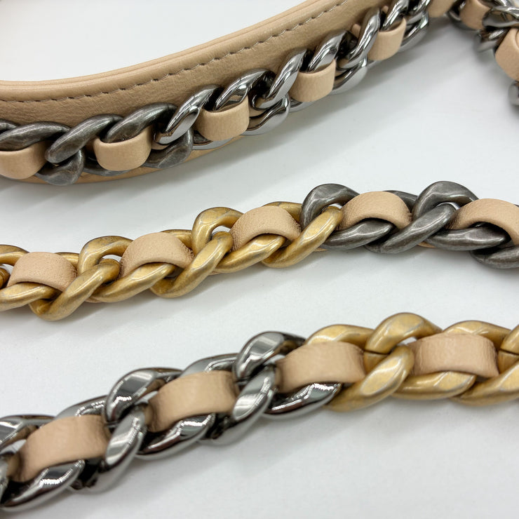 CHANEL シャネル19 ツイード 千鳥格子 ブラック ベージュ チェーン ショルダーバッグ ゴールド シルバー金具 28番台 ★ギャラ・袋・ポーチ付★