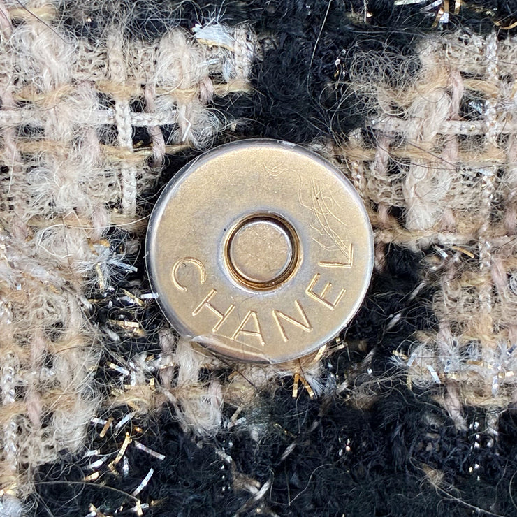 CHANEL シャネル19 ツイード 千鳥格子 ブラック ベージュ チェーン ショルダーバッグ ゴールド シルバー金具 28番台 ★ギャラ・袋・ポーチ付★