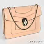 BVLGARI ブルガリ セルペンティ フォーエバー レザー チェーン ショルダー クロスボディバッグ ピンクベージュ ★美品★