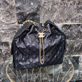 CHANEL シャネル 25 ミディアム キャビアスキン チェーンショルダー ハンド バッグ ブラック ゴールド金具 ランダムプレート ★希少★ ★美品★
