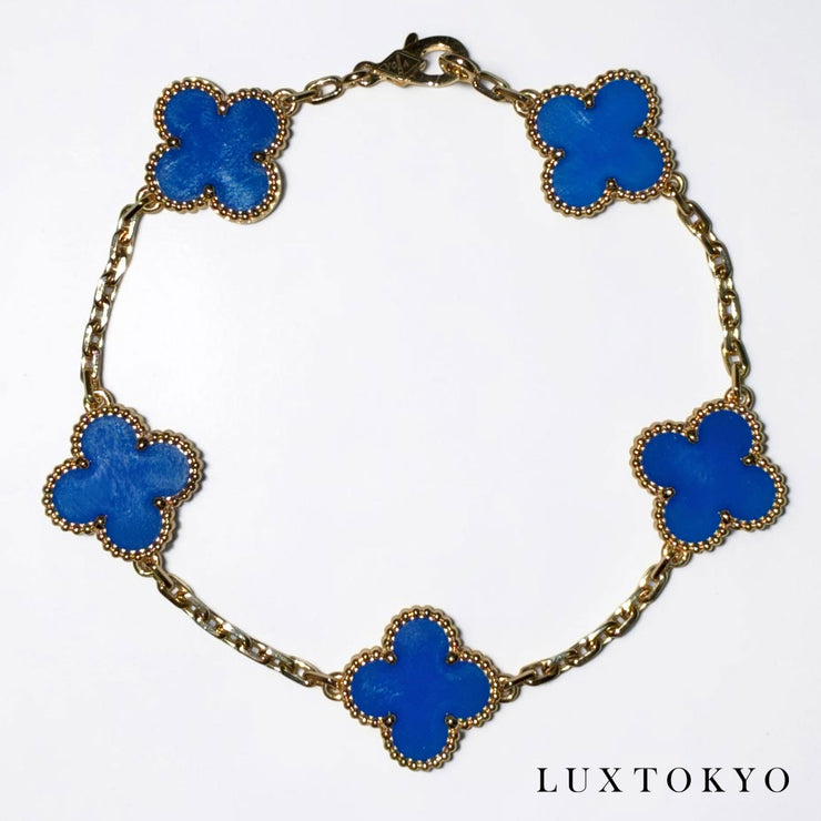 VanCleef&Arpels ヴァンクリーフ＆アーペル ヴィンテージ アルハンブラ ブルーアゲート ブレスレット 約19cm Au750 K18 アクセサリー ★希少★ ★美品★