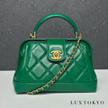 CHANEL シャネル マトラッセ メティエダール ラムスキン 2WAY トップハンドル チェーンショルダー グリーン ゴールド金具 ランダムプレート ★美品★