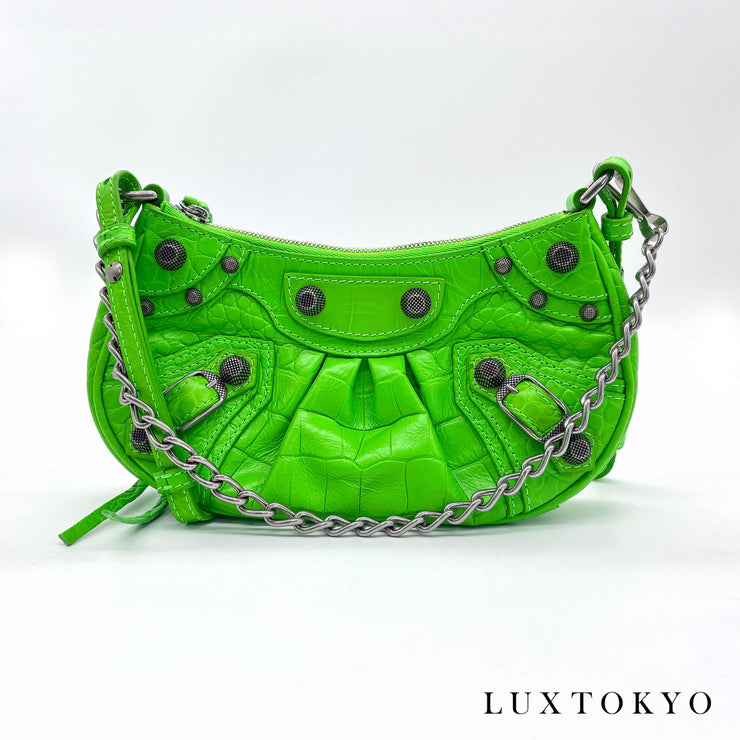 BALENCIAGA バレンシアガ ル カゴール ミニ 2WAY ハンド ショルダー バッグ レザー グリーン ★極美品★ ★袋付★