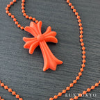 CHROME HEARTS クロムハーツ ラバー CHクロス ネックレス オレンジ ボールチェーン アクセサリー