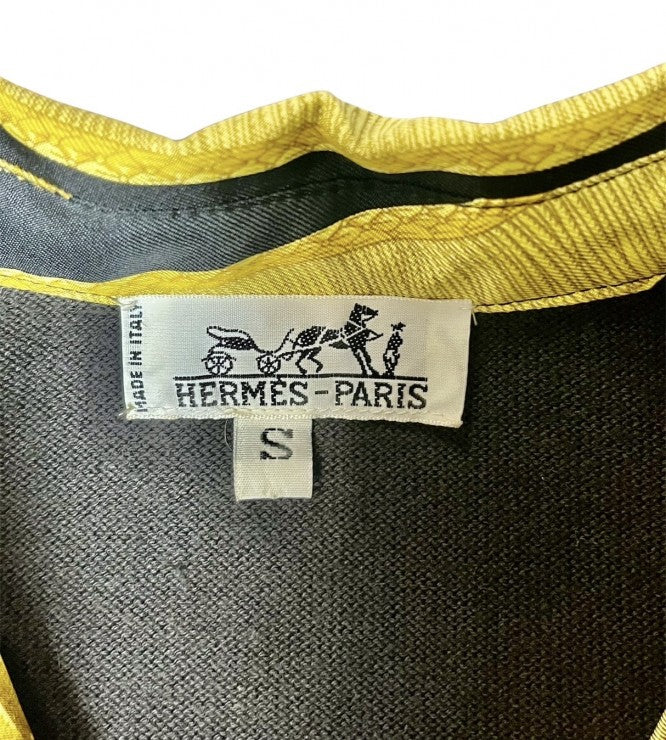 HERMES エルメス ツイルレーヌ Sバロック柄 長袖シャツ シルク 箱 ★美品★【中古】